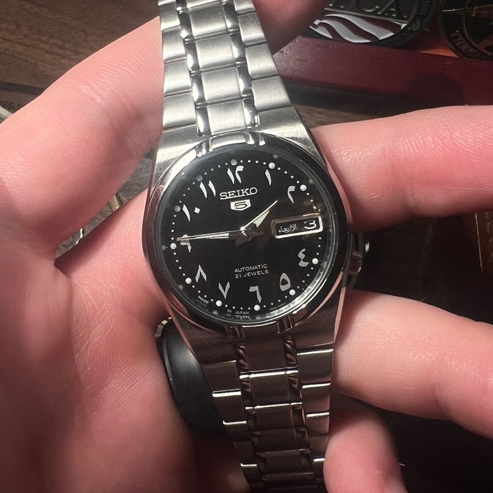 Seiko 5 Automatic Watch – Arabic Dial – Japan Made – 34mm